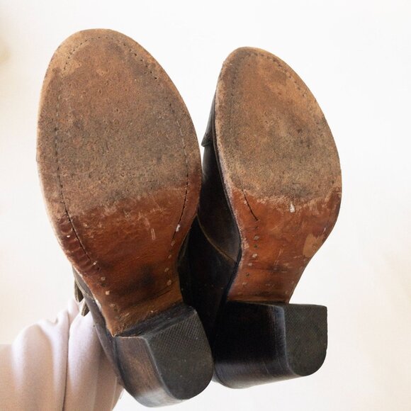 Freebird By Steven Malbc Brown Leather Block Heel Ankle Boots SZ 7 - Picture 6 of 16